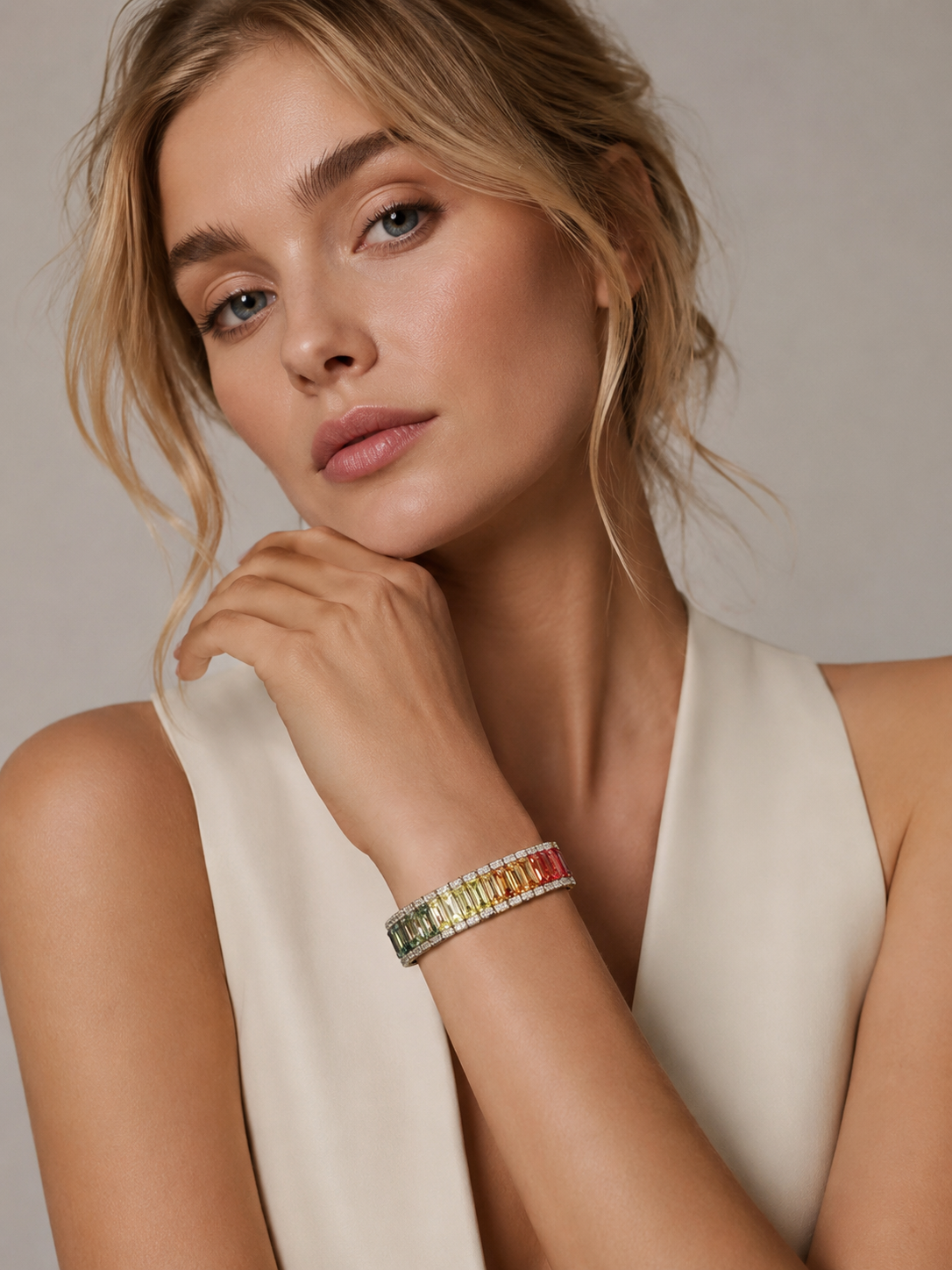 Aurelia Royale Gold Multi-Stone Bracelet with Labgrown Diamond Accents
