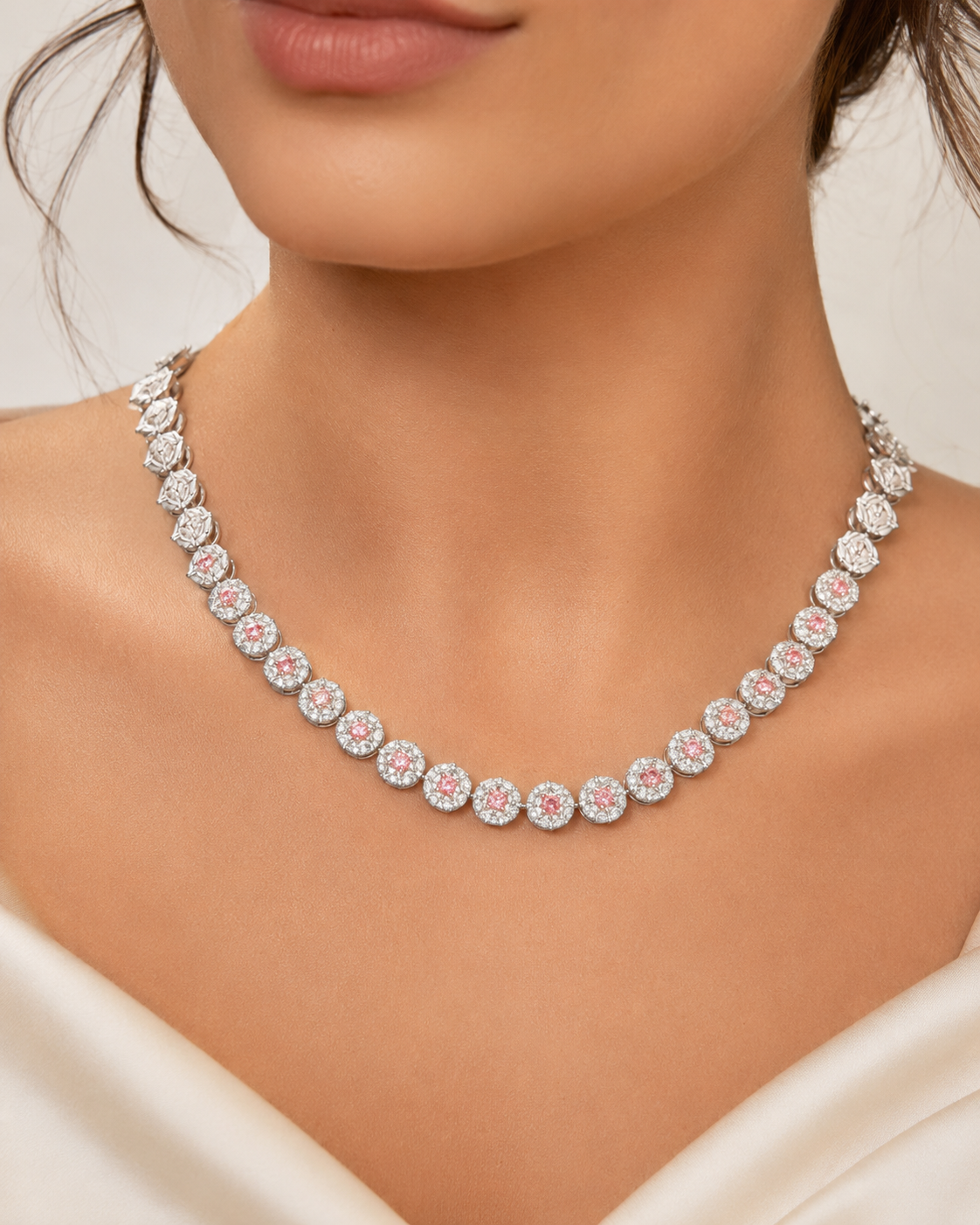 Aurelia Royale Rose-Tone Necklace with Labgrown Diamond Accents