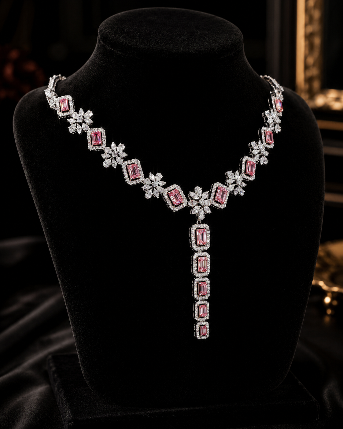 Aurelia Royale White Gold Statement Necklace with Labgrown Diamond Accents