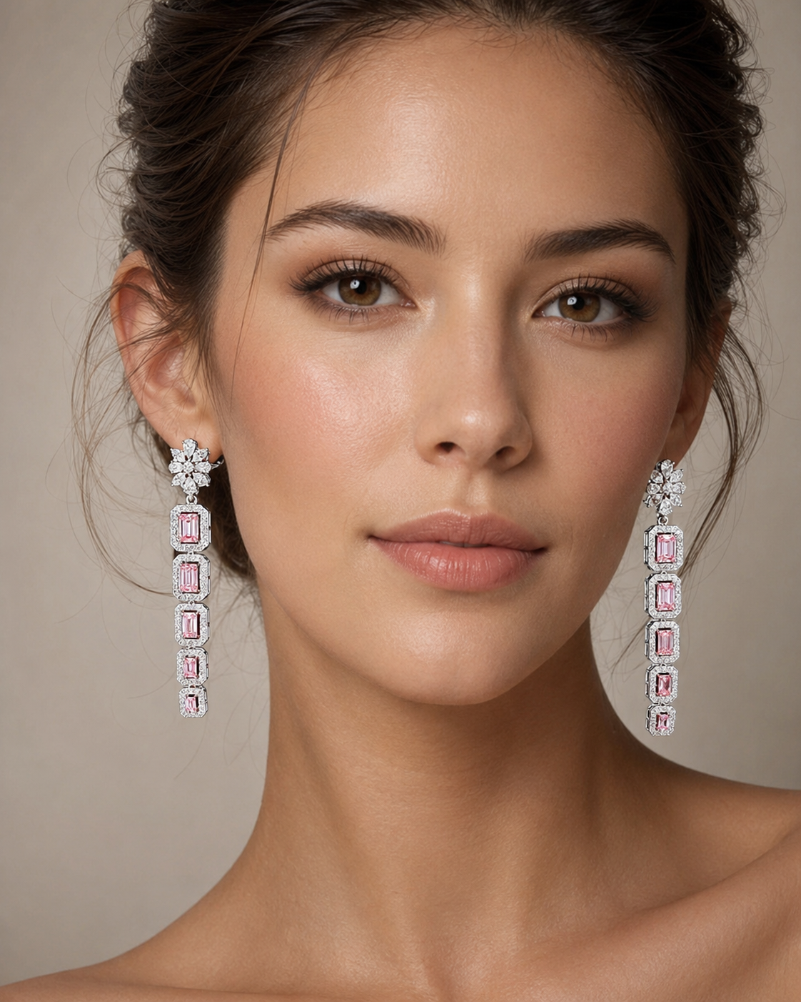 Aurelia Royale White Gold Linear Drop Earrings with Labgrown Diamond Accents