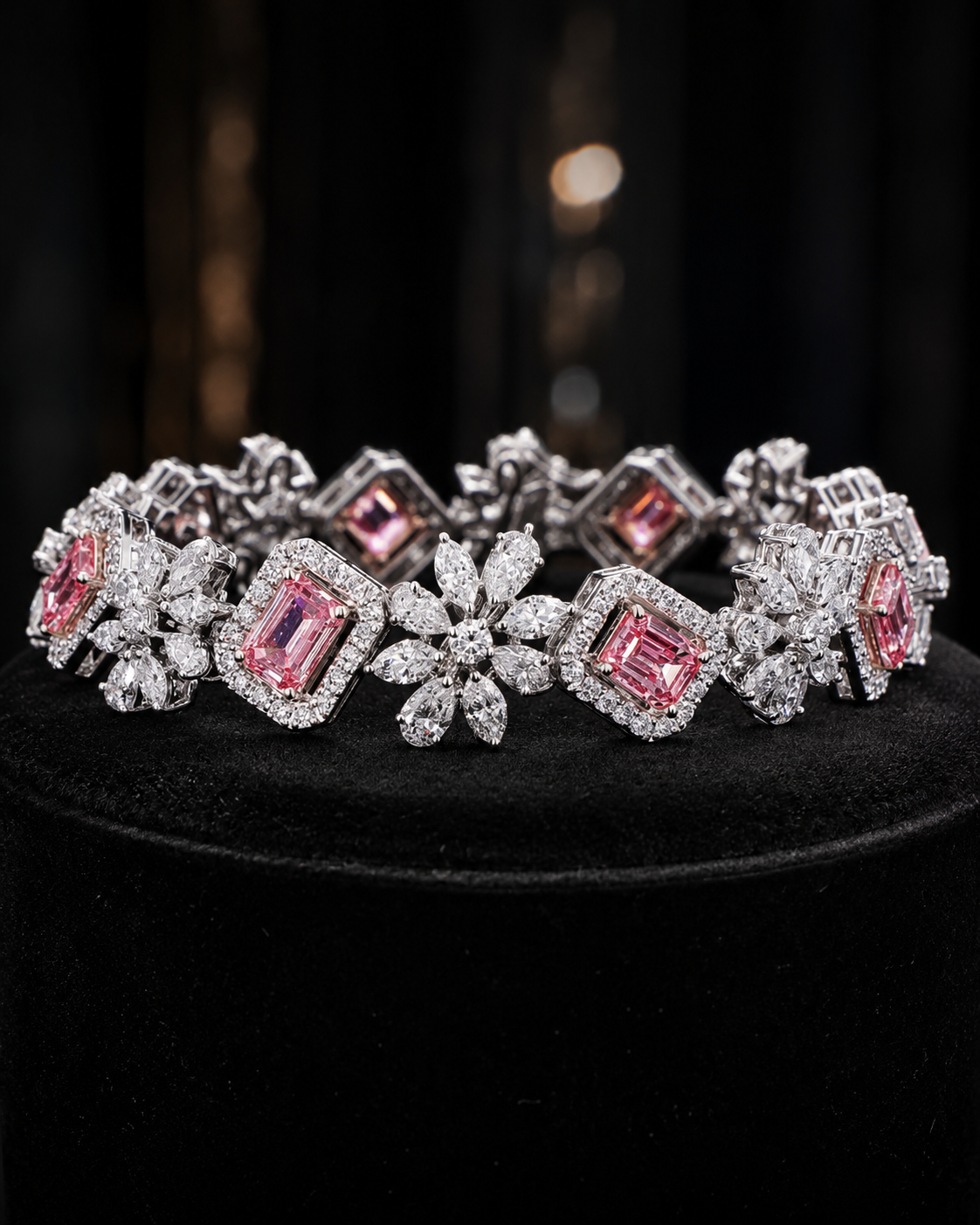 Aurelia Royale White Gold Ruby Geometric Bracelet with Labgrown Diamond Accents