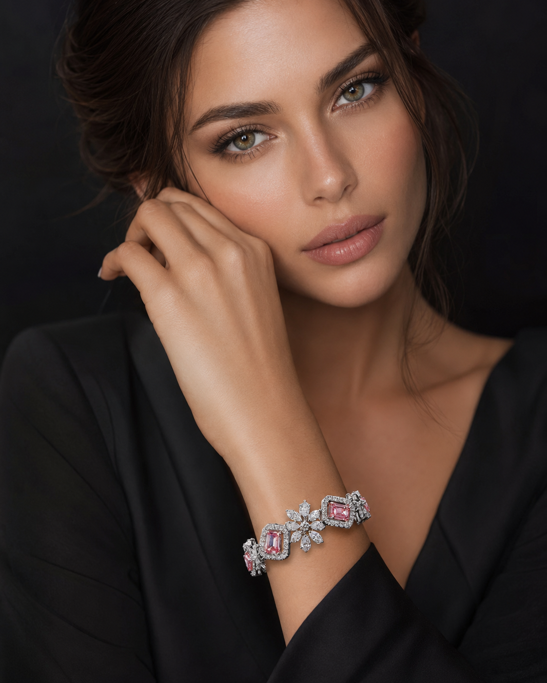 Aurelia Royale White Gold Ruby Geometric Bracelet with Labgrown Diamond Accents