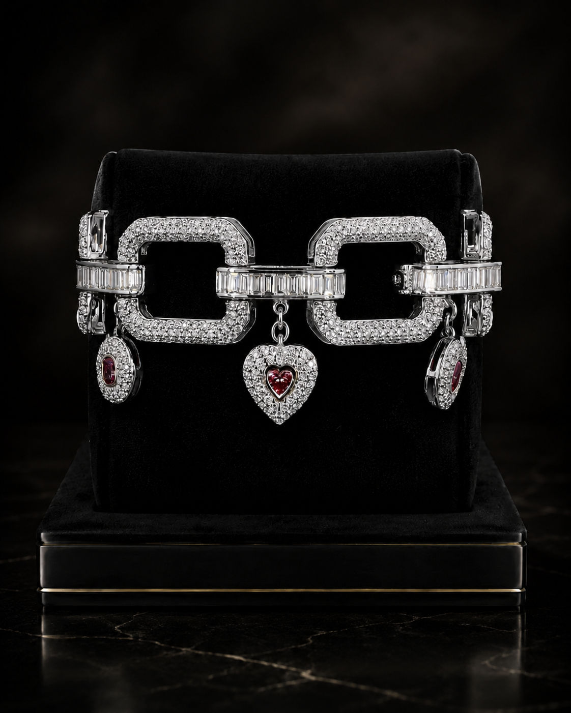 Aurelia Royale White Gold Chain Link Bracelet with Labgrown Diamond Charms