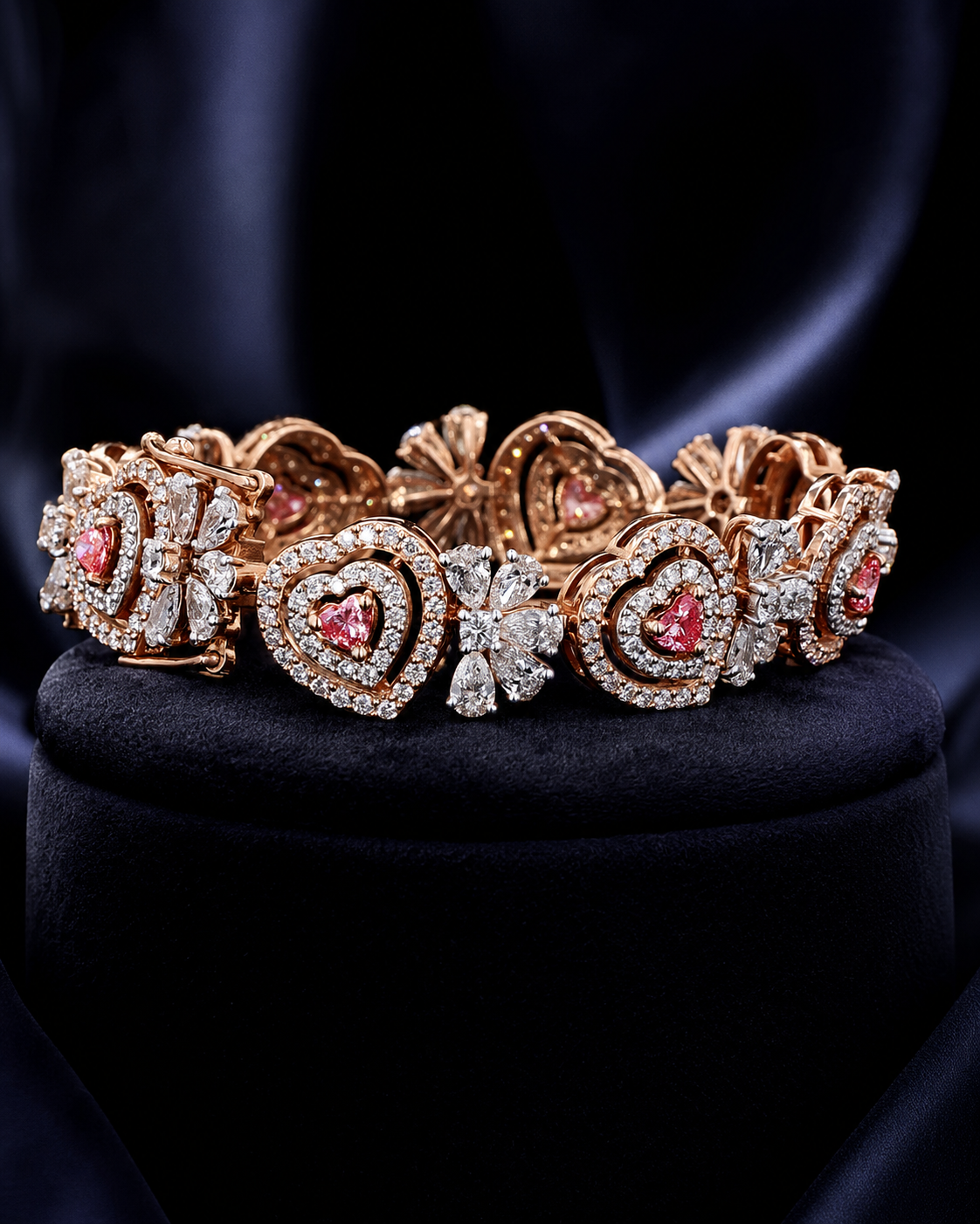 Aurelia Royale Rose Gold Heart Bracelet with Labgrown Diamond Accents