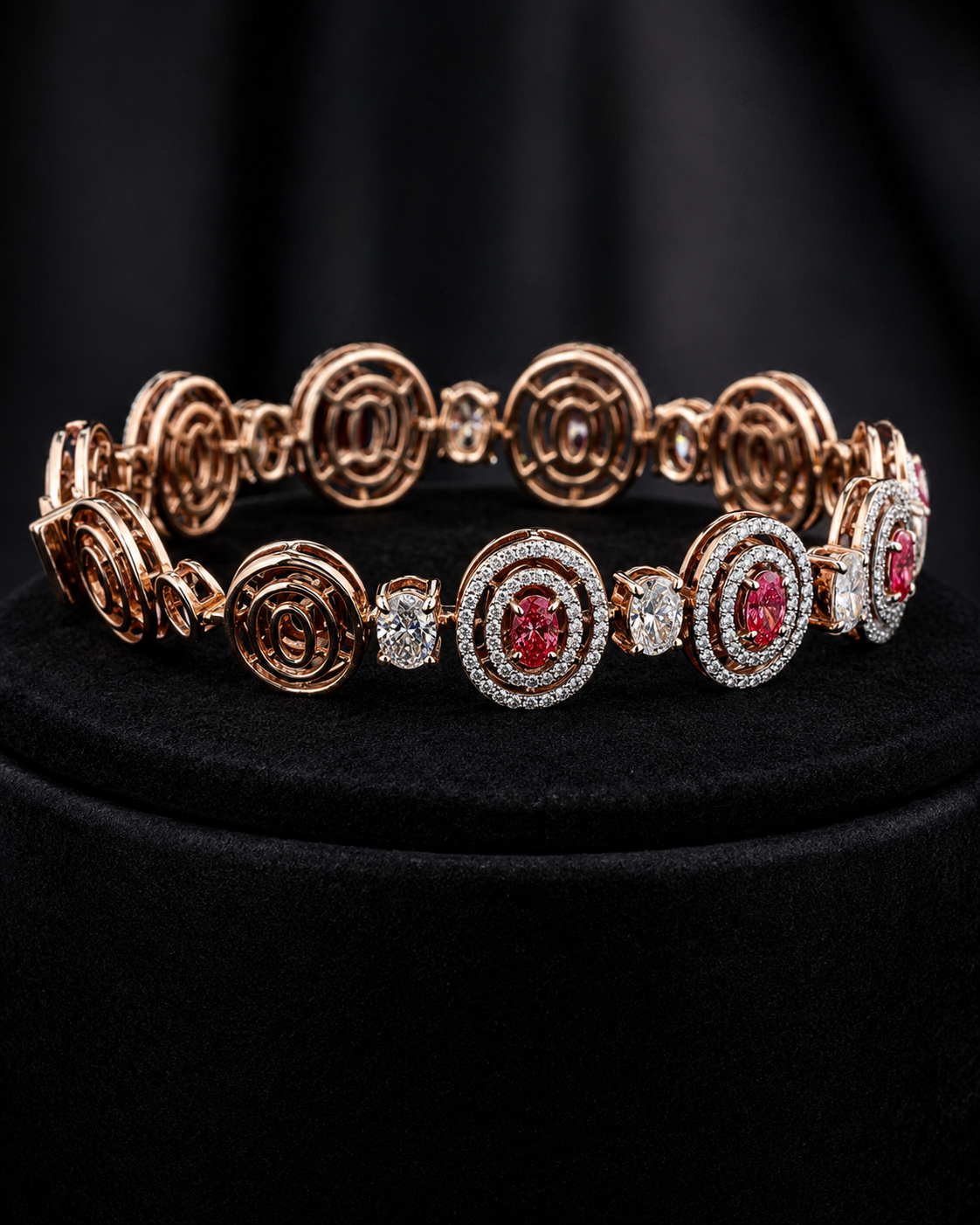Aurelia Royale Rose Gold Circular Bracelet with Labgrown Diamond Accents