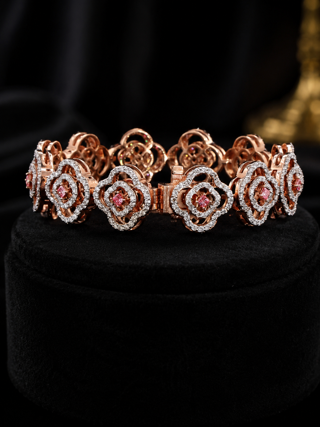 Aurelia Royale Rose Gold Floral Bracelet with Labgrown Diamond Accents