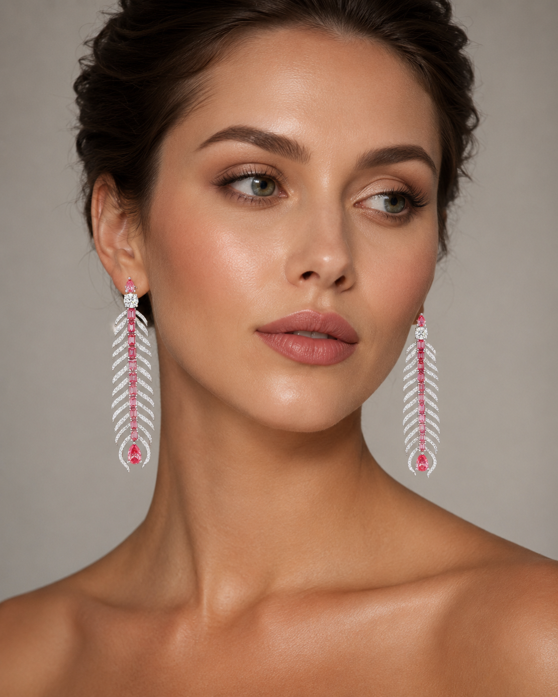 Aurelia Royale Ruby-Tone Drop Earrings with Labgrown Diamond Accents