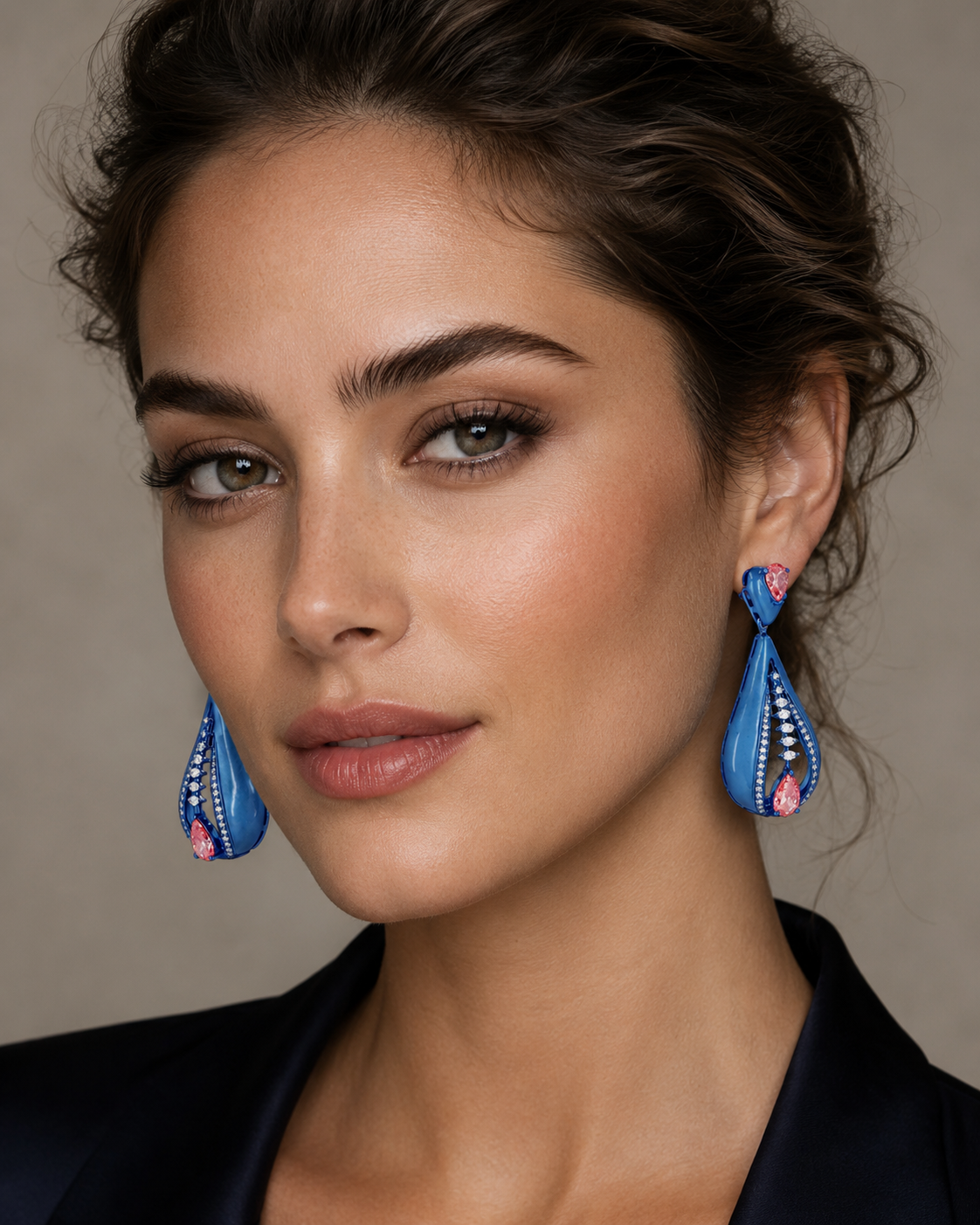 Aurelia Royale Blue Drop Earrings with Labgrown Diamond Accents