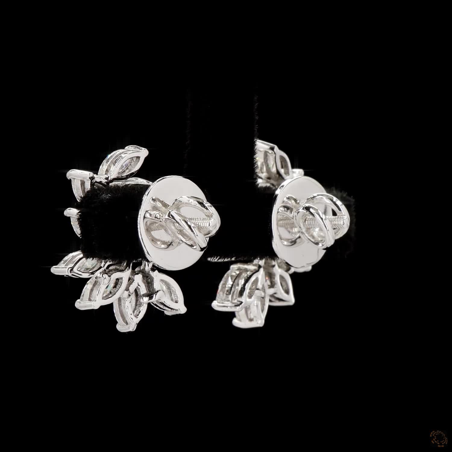 Aurelia Royale White Gold Floral Drop Earrings with Labgrown Diamond Accents