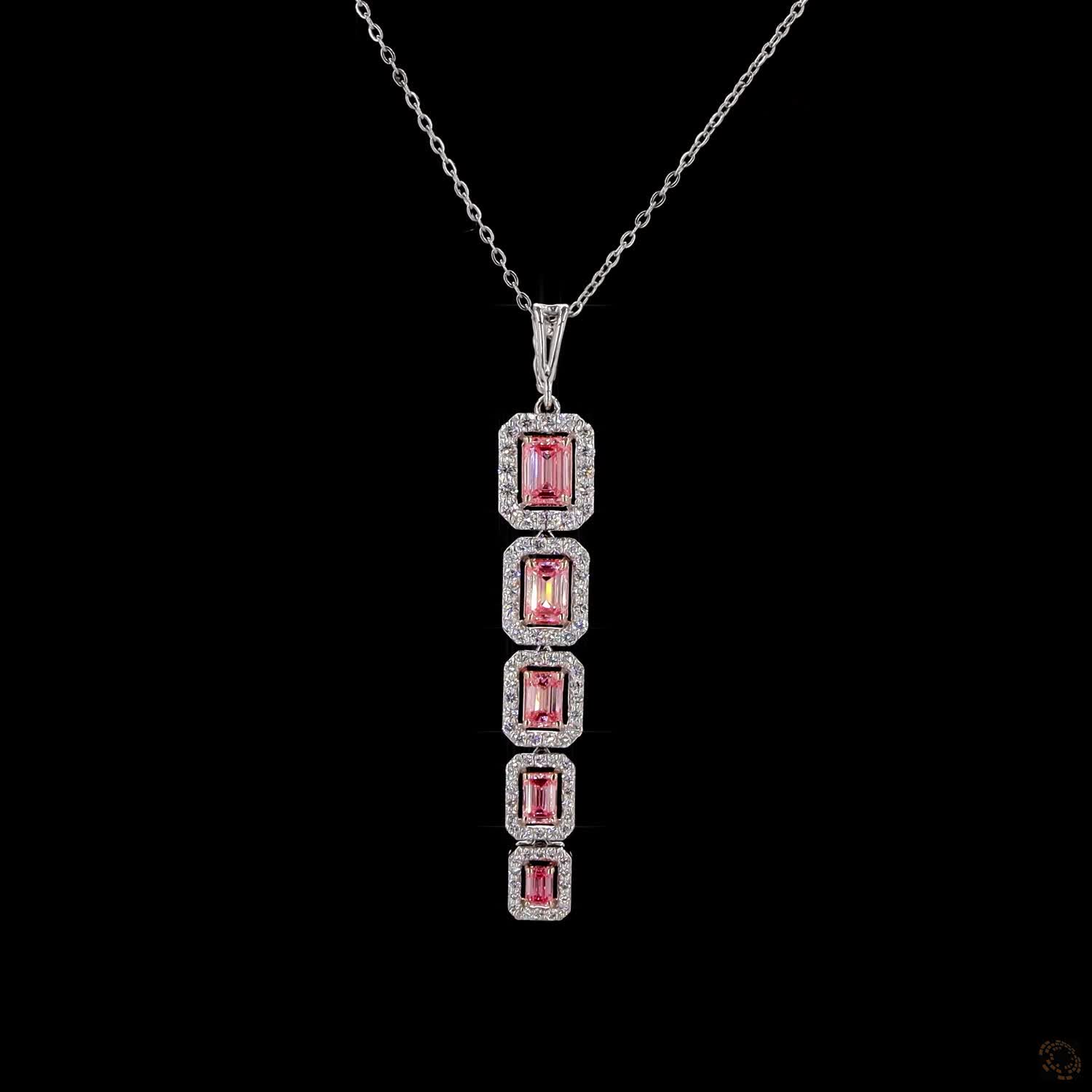 Aurelia Royale White Gold Linear Pendant with Labgrown Diamond Accents