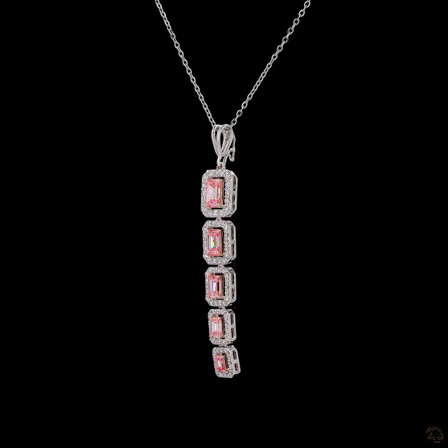 Aurelia Royale White Gold Linear Pendant with Labgrown Diamond Accents