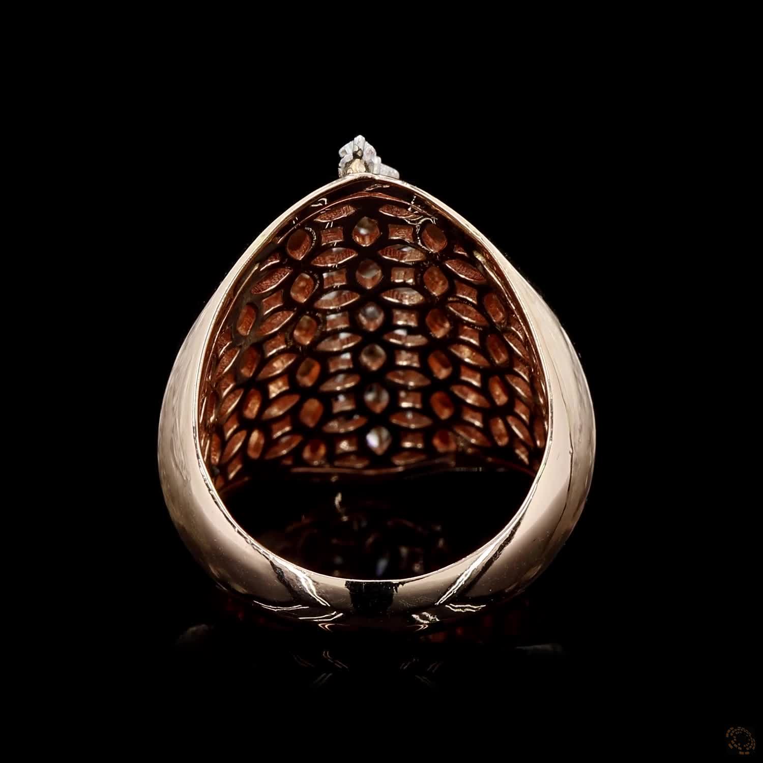 Aurelia Royale Sculpted Gold Statement Ring with Labgrown Diamond Accents