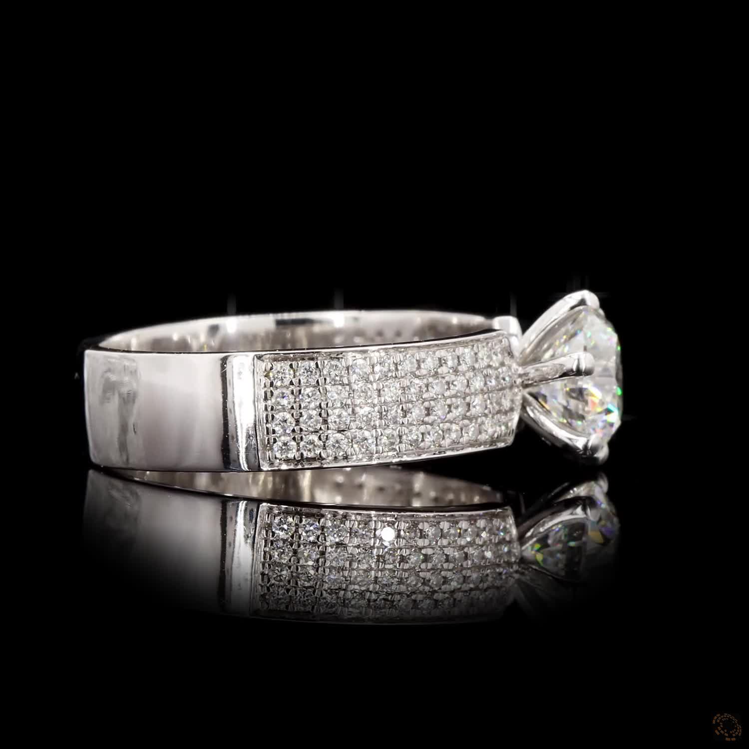 Aurelia Royale White Gold Wide Band Ring with Labgrown Diamond Accents